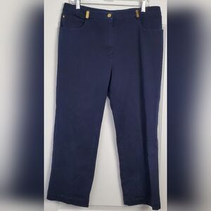 St John Sport Navy 5-Pocket Jeans Style Stretch Chino Pants READ - Size 16 - GUC